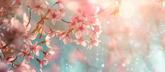 Poster - Springtime cherry blossom on a tree with copy space image