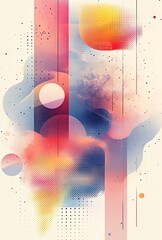 Poster - An abstract illustration with geometric shapes in pastel colors, forming a modern and minimalist background