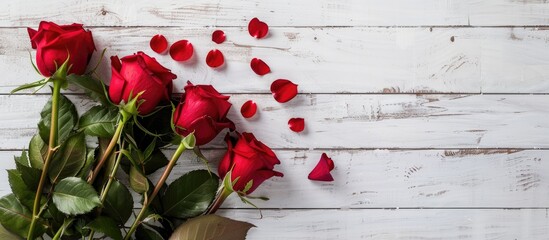 Poster - Valentine s Day themed whiteboard with a bouquet of roses as a featured copy space image