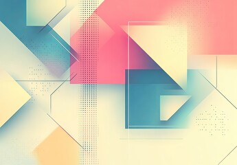 Poster - An abstract illustration with geometric shapes in pastel colors, forming a modern and minimalist background
