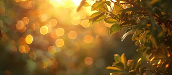 Aufkleber - Natural orange bokeh background under tree shade with copy space image