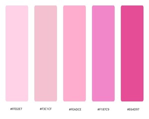 A pink color palette of five colors with a code.