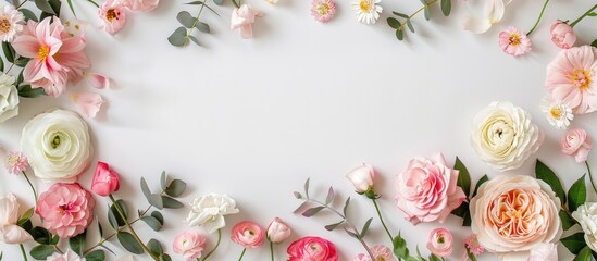 Aufkleber - Template banner with flowers creating a background for copy space image on a greeting card frame