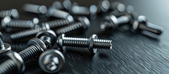 Aufkleber - An image showing screws and small bolts on a table with copy space image