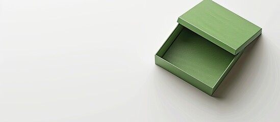 Aufkleber - Green gift box with an open lid made of cardboard placed against a white backdrop to showcase a blank area for text or design serving as a copy space image