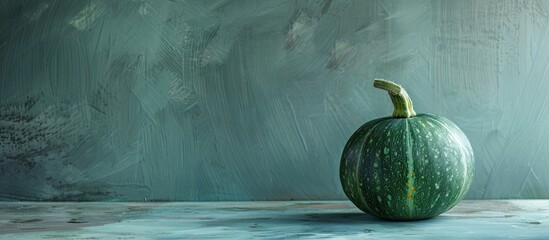 Wall Mural - Singular green squash on a blank backdrop with ample copy space image