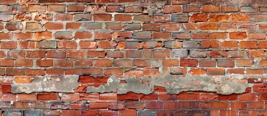 Aufkleber - Weathered red brick wall texture seamless and aged creates a backdrop with a rustic charm for designs and text with a copyspace image