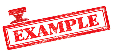 rubber stamp, example, red-rubber, transparent background, ai generated