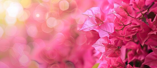 Aufkleber - Vibrant pink bougainvillea Glabra flowers as a floral background with copy space image