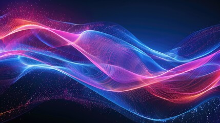 Poster - Colorful abstract waves with glowing light trails create a dynamic background, perfect for tech and creative projects.