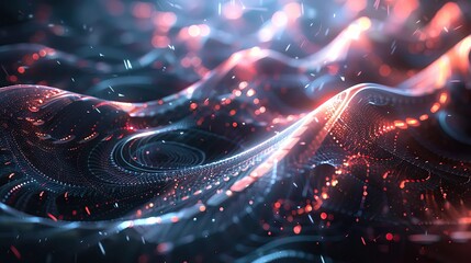 Poster - Abstract digital waves illuminated by vibrant colors create a mesmerizing composition of light and motion.