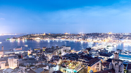 Sticker - ISTANBUL - SEPTEMBER 10, 2014: Beautiful city night skyline. Istanbul attracts 7 million worldwide visitors annually