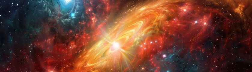 Wall Mural - Stunning cosmic swirl showcasing vibrant colors and celestial energy, evoking a sense of wonder and exploration of the universe.