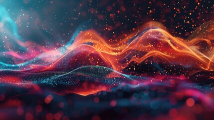 Poster - An abstract representation of colorful waves and sparkles, creating a captivating visual experience filled with energy and motion.