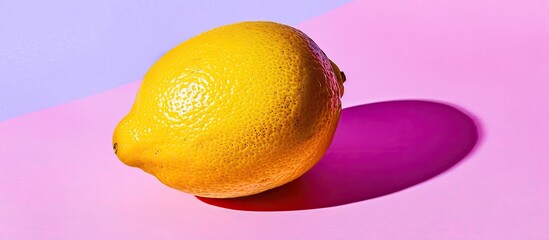 Poster - Single lemon on a colored backdrop with copy space image