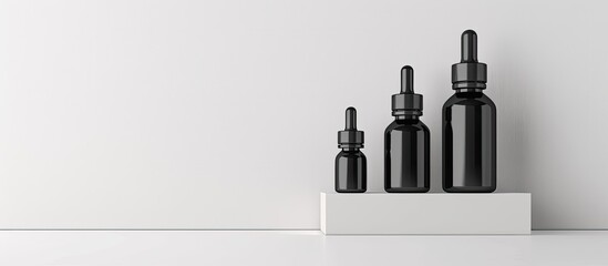 Aufkleber - Minimalist concept with copy space image featuring dark cosmetic bottles against a light background perfect for beauty salon bloggers and salon therapy content