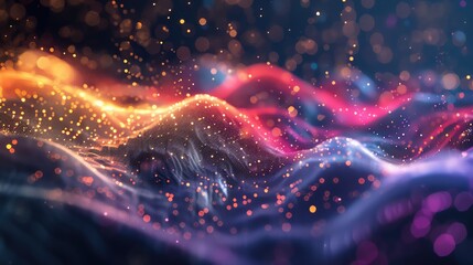 Poster - A vibrant abstract design featuring waves of colorful light and sparkles, creating a mesmerizing visual experience.