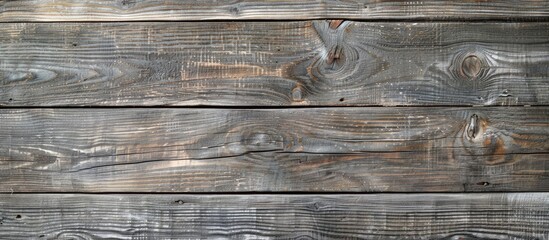 Wall Mural - Top down view of weathered gray wooden planks offering a textured floor surface in an overhead copy space image