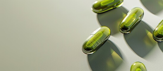 Aufkleber - Medical themed olive capsules shown in a copy space image