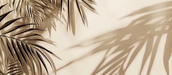 Aufkleber - A monochrome summer themed mockup capturing sunlight and palm leaves on a beige background with ample space for additional text or graphics copy space image