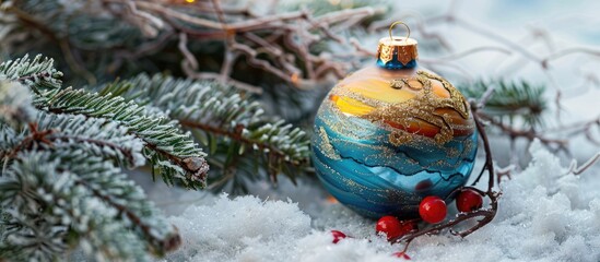 Poster - Handcrafted ornament for Christmas tree with a copy space image