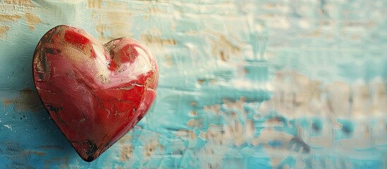 Poster - Vintage toned heart close up from a magazine with copy space image
