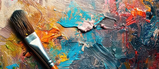Poster - A paper featuring an art brush various colors and room for a copy space image
