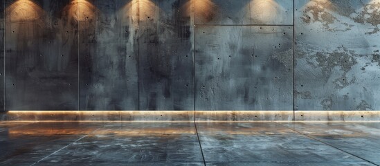 Leinwandbilder - Utilize a backdrop of concrete surfaces with varying lighting effects as a versatile setting for product presentations and banner designs with copy space image