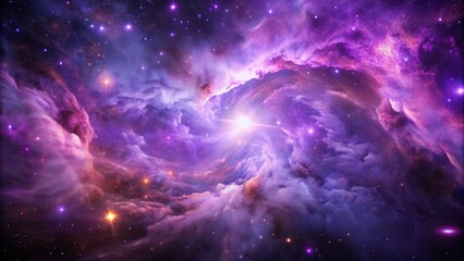 Wall Mural - Purple gas nebulae in space and sparkling stars