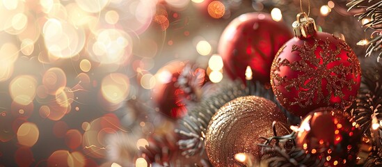 Poster - Festive holiday decorations for Christmas and New Year with copy space image