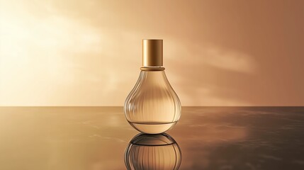 Poster - elegant scented perfume bottle displayed on smooth surface in soft natural light