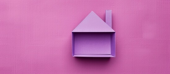 Aufkleber - Top view of a paper house set against a purple background with copy space image