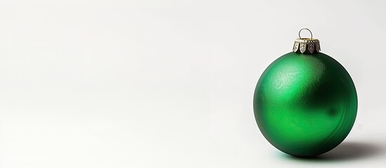 Poster - A green Christmas bauble decorates a white backdrop perfect for a copy space image