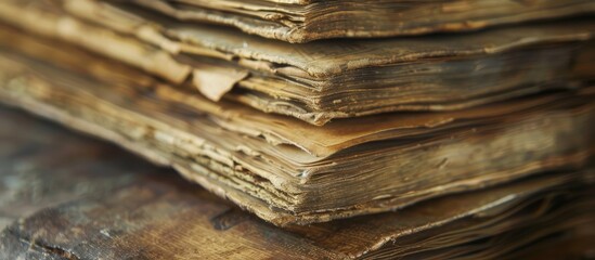 Poster - macro shot of aged book pages for a copy space image
