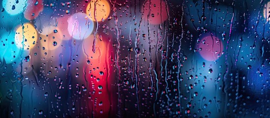 Leinwandbilder - Rainy night backdrop with bokeh elements for a copy space image