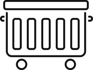Poster - Simple line icon of a heating radiator on wheels, providing warmth and comfort during cold seasons