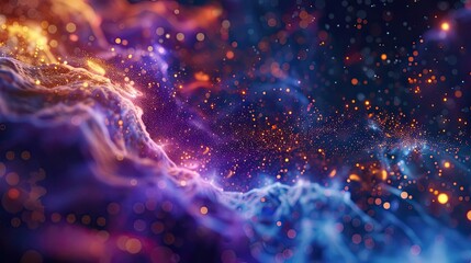 Aufkleber - Vibrant cosmic background showcasing swirling colors and glowing particles, perfect for abstract and science fiction themes.
