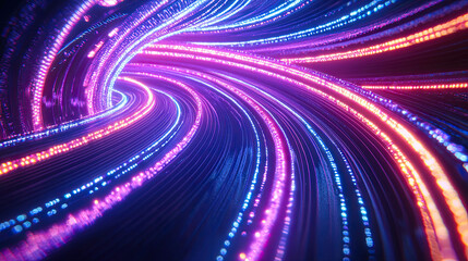 Wall Mural - Big Data Traffic Visualization, High-Speed Data Streaming Traffic, Neon Color Glowing Lines Background, Glowing Wave Swirl, Dynamic Data Flow, Futuristic High-Speed Neon Design