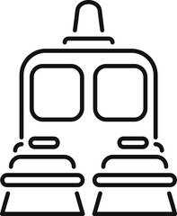 Poster - Simple line drawing of the front of a train with empty seats and large windows