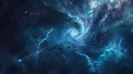 Aufkleber - Stunning cosmic swirl of vibrant blue and purple hues, depicting the beauty of a distant galaxy in the vast universe.
