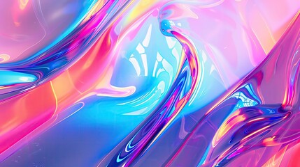 Poster - Abstract colorful pattern featuring vibrant waves and fluid shapes, blending hues of pink, blue, and purple for a modern digital aesthetic.