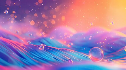 Poster - A vibrant abstract background featuring colorful waves and sparkling bubbles, perfect for art, design, or creative projects.