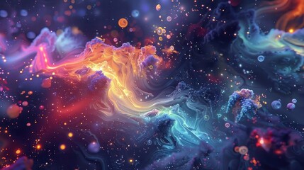 Poster - A mesmerizing cosmic scene filled with vibrant colors and ethereal patterns, capturing the beauty of the universe in stunning detail.