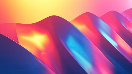 Poster - Vibrant abstract waves with colorful light reflections create a dynamic visual experience in this modern design.