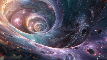 Aufkleber - A mesmerizing abstract depiction of a cosmic vortex, swirling with vibrant colors and starry details, evoking mystery and wonder.