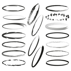 Poster - Oval frames set. Various styles. Black and white. Vector illustration.