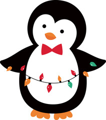 Sticker - Cute Christmas penguin vector.
Isolated flat style christmas penguin svg