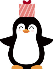 Sticker - Cute Christmas penguin vector.
Isolated flat style christmas penguin svg