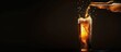 © Ilgun - Perfect for beer ads bar promos or casual social media a tall glass of beer being poured into a bottle on a dark background great for copy space image