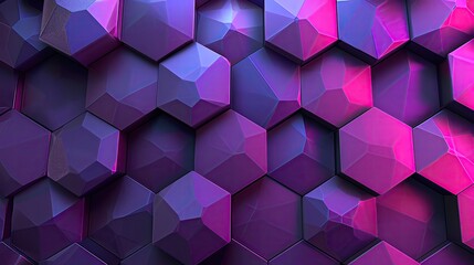 Poster - Vibrant hexagonal pattern with stunning shades of purple and pink, perfect for backgrounds or design projects.
